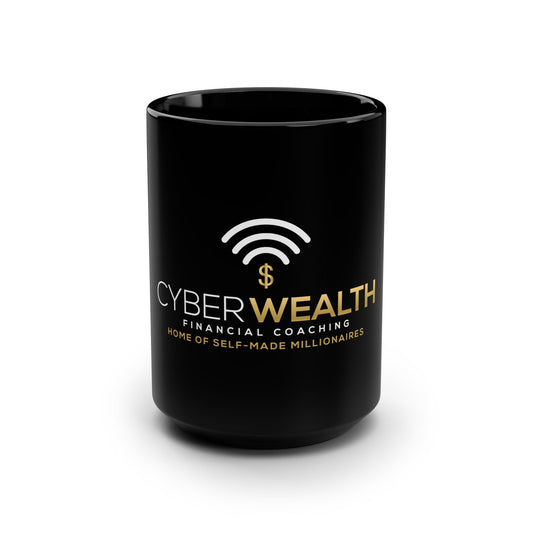Cyber Wealth Black Mug - 15oz Coffee Cup for Financial Coaching Enthusiasts