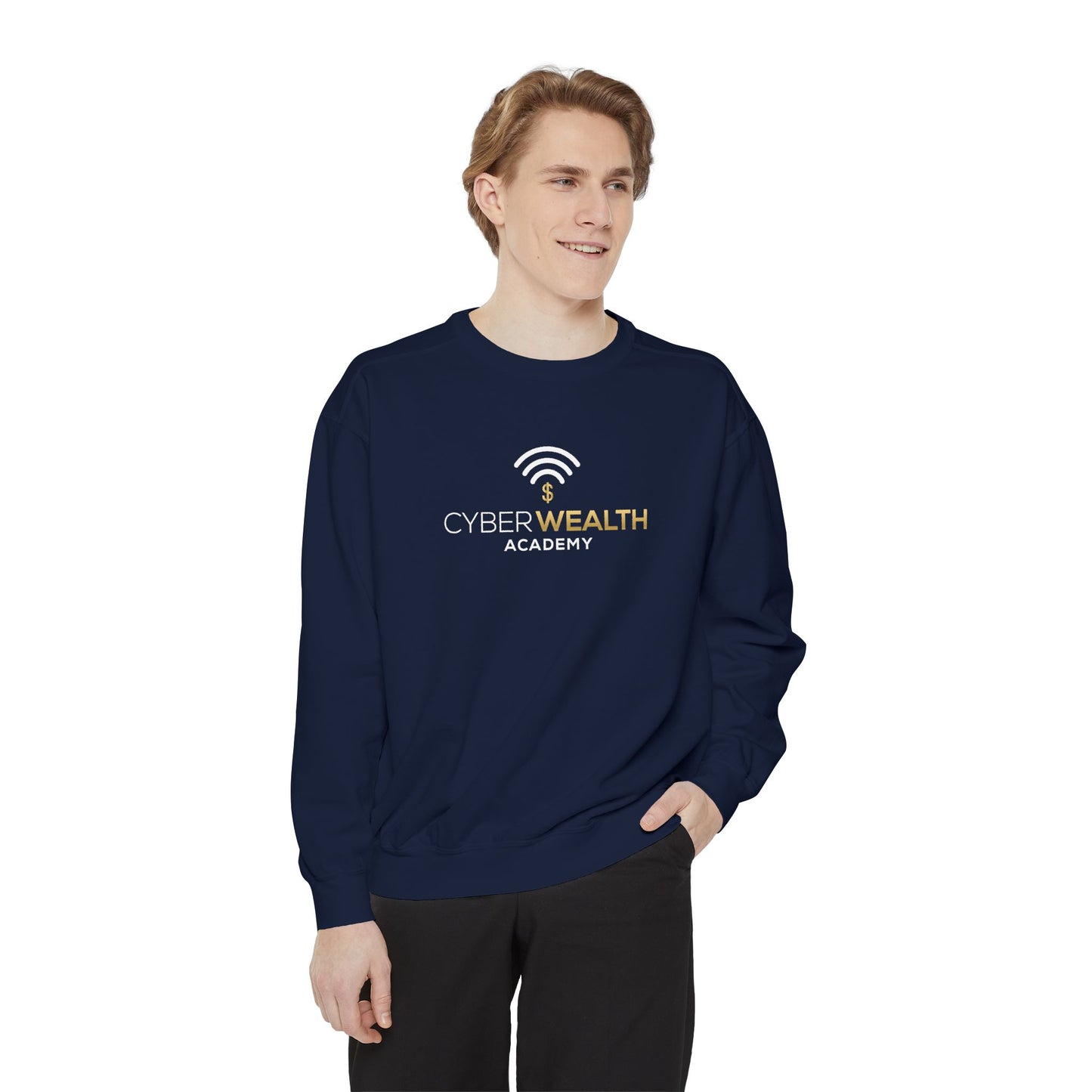 Cyber Wealth Academy Unisex Garment-Dyed Sweatshirt | Cozy Sweater, Comfy Apparel, Trendy [...]
