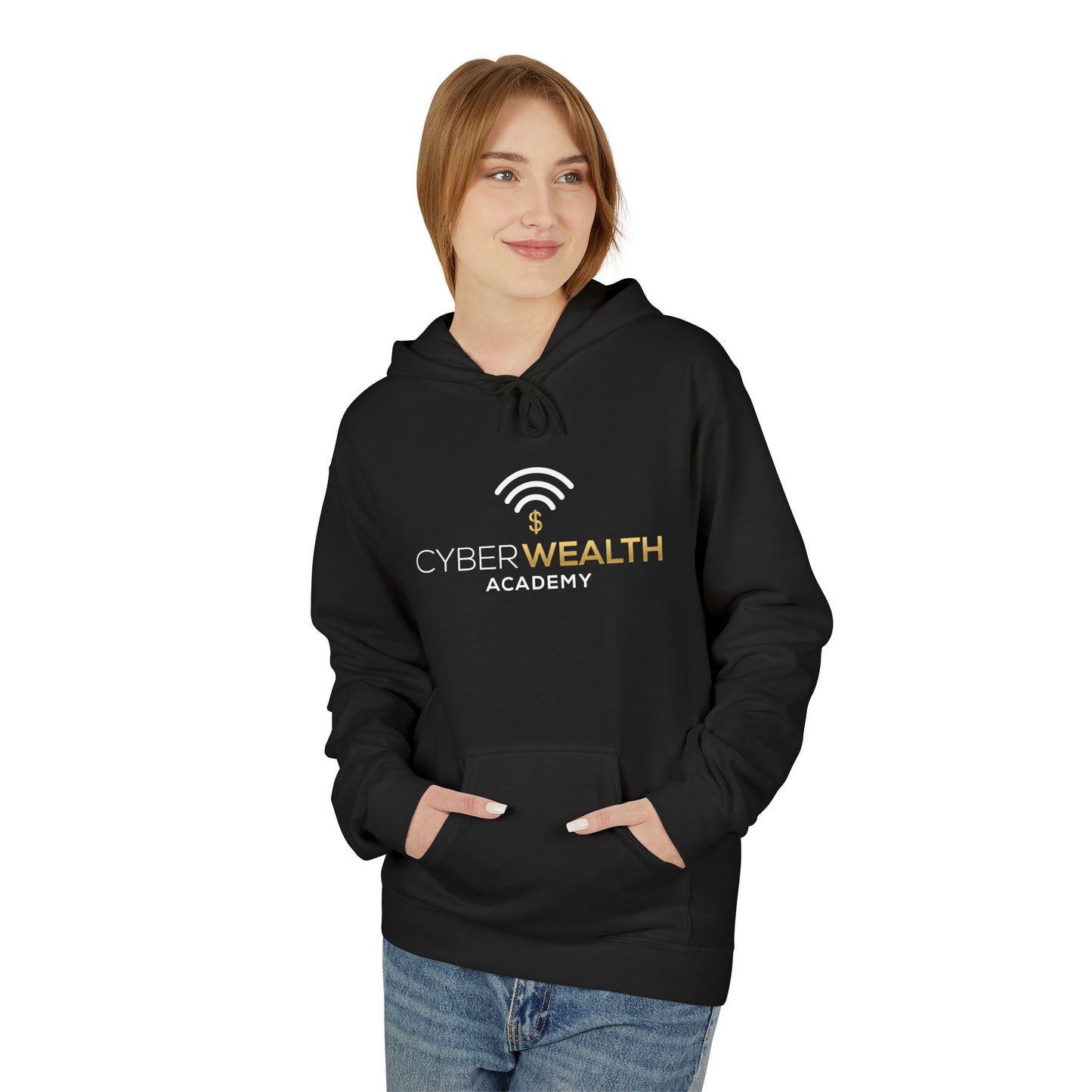 Cyber Wealth Academy Fleece Hoodie - Soft Feel, Unisex Sweatshirt, Gift for Entrepreneurs, Tech Enthusiasts, Cozy Layering